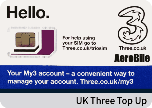 UK Three - Europe - UK & Topup - AeroBile翔翼通訊