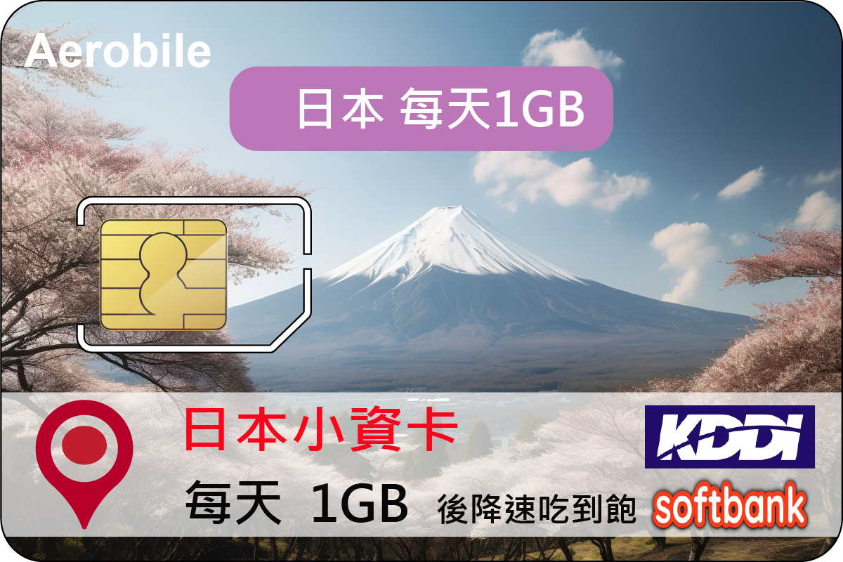 翔翼日本小資卡-日本小資旅遊上網卡(每日前1GB高速)(i)每天最低25元起